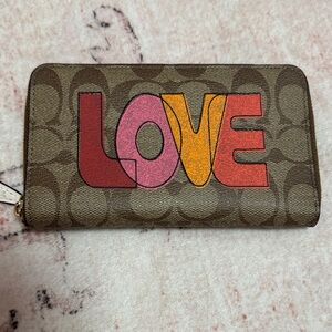 Coach Tan Wallet signature LOVE design.